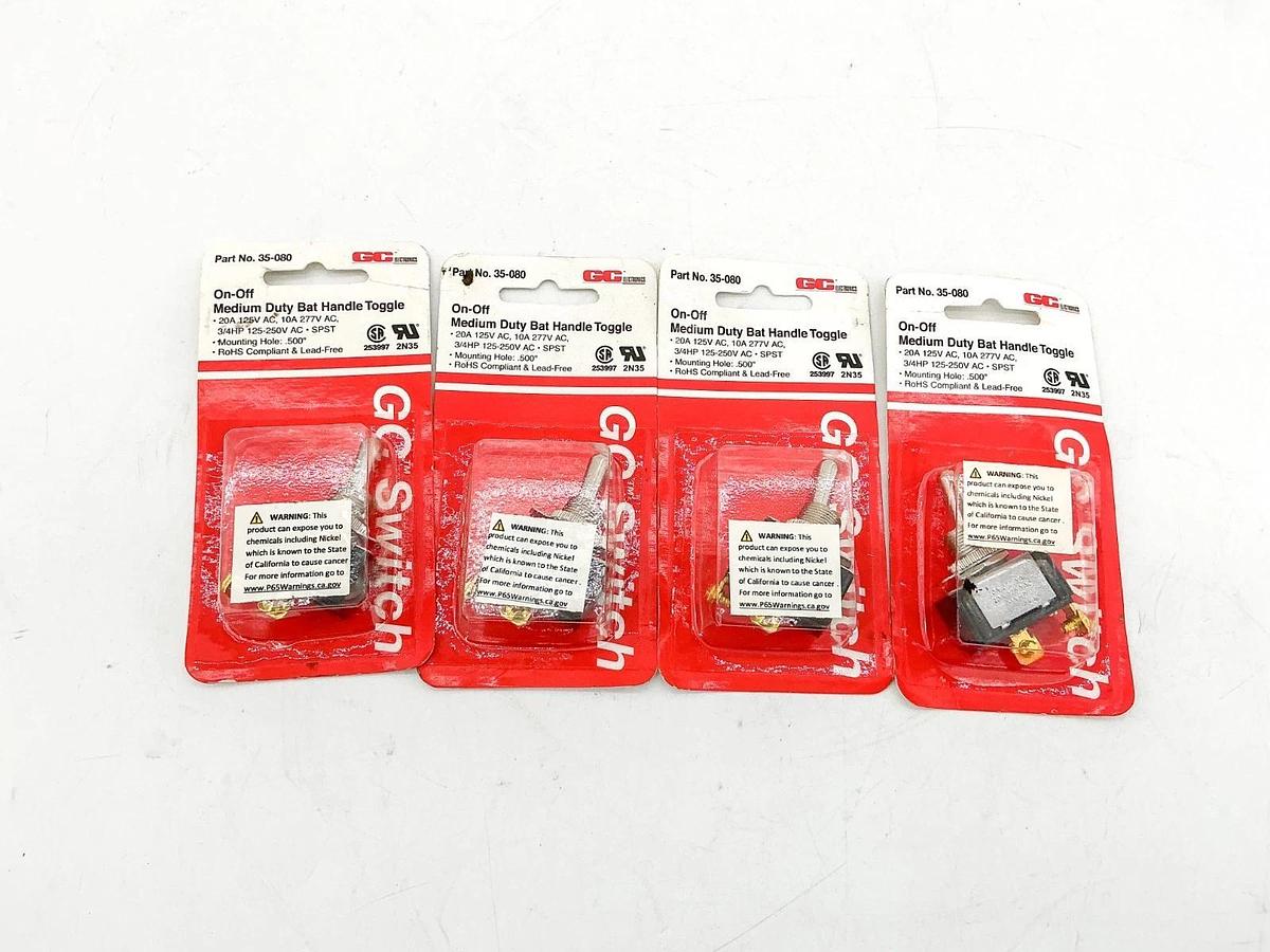 New Lot of 4 GC Electronics 35-080 On/Off Medium Duty Toggle Switch 277V 10A