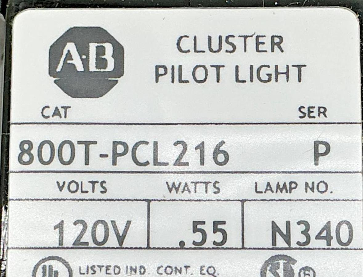 New Allen Bradley 800T-PCL216 Ser P Pilot Light Cluster Type 2 Light LED 120V
