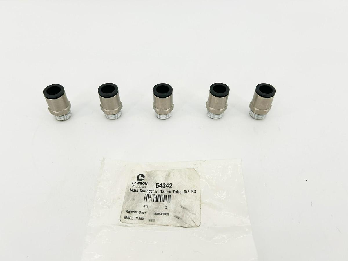Lot of 5 New Lawson 54342 Male Connectors, 12mm Tube, 3/8 BS