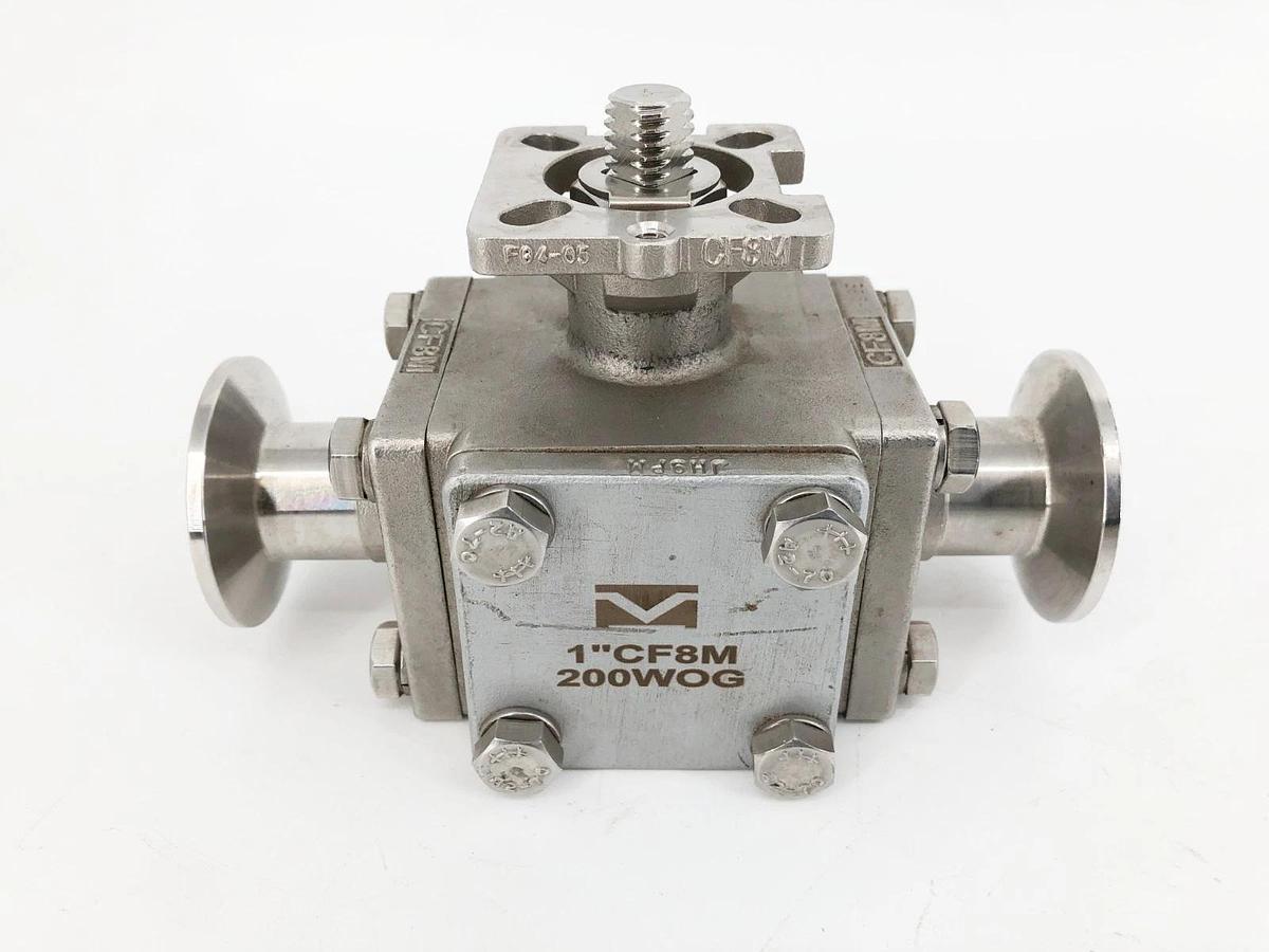 New 1" CF8M 200WOG Stainless Steel Sanitary Valve 3-Way - No Box