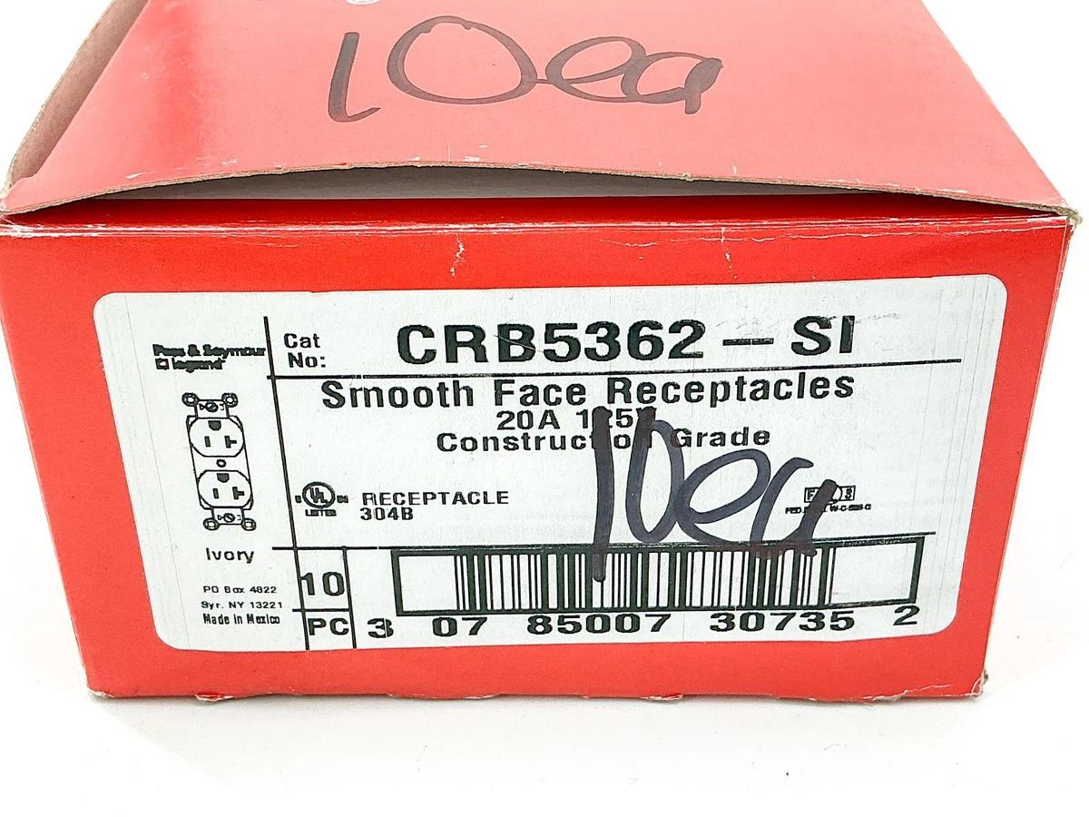 New Box of 10 Legrand CRB5362-SI Smooth Face Receptacles 20A 125V