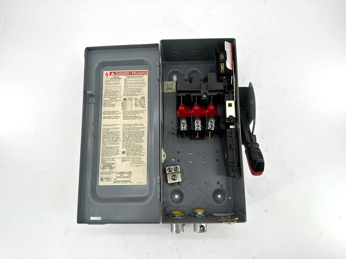 Used Square D HU361EI Safety Disconnect Snap Switch 30A 600V Max 3 Pole