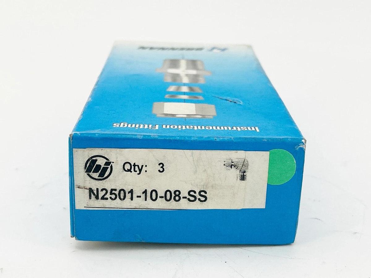 New Box of 3 Brennan Industries N2501-10-08-SS Hydraulic Fitting 10IN-08MNPT