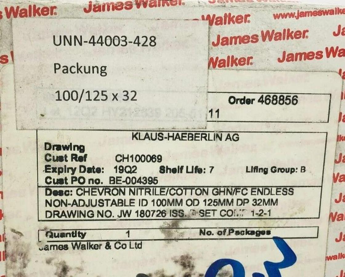 New James Walker Lofilm Seal 100/125X32 Buhler UNN-44003-428