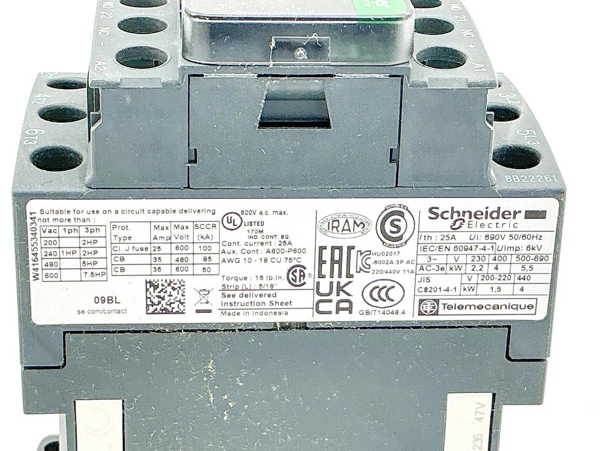 New Schneider Electric LC1D09BL Contactor 3P 24V 5HP 036107