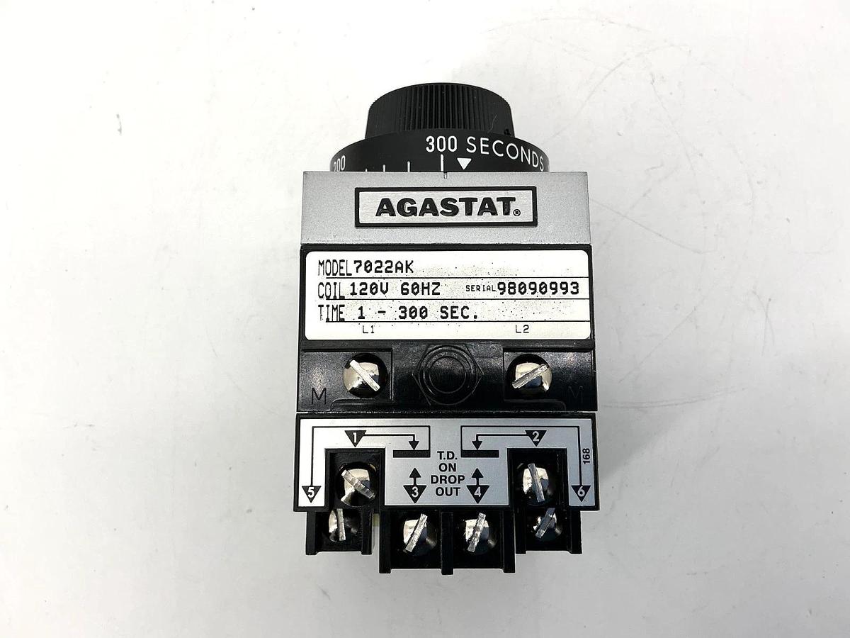 New AGASTAT 7022AK Time Delay Relay 1-300sec 10A 240V Coil 120VAC 60HZ - No Box