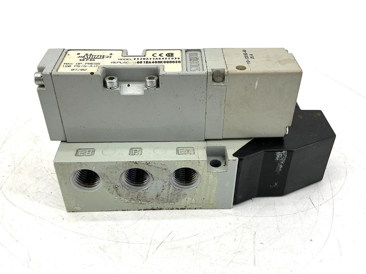 Used Numatics 062BA43AK000030 Solenoid Valve 120PSIG-Air 0.05A 110/120V 50/60HZ