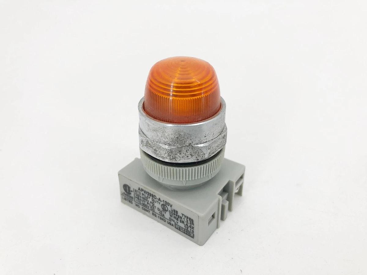 Used Lot of 2 Idec APW299D-A-120V Amber Pilot Lights 24V