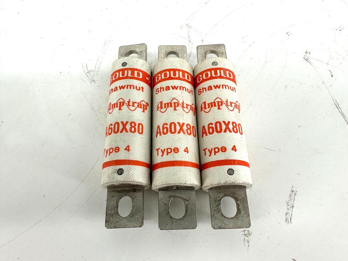 Lot of 3 New Gould Shawmut A60X80 Amtrap Type 4 80A 600V