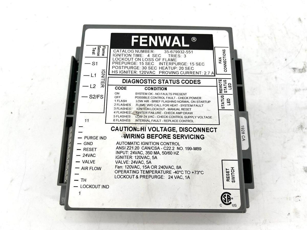 Used Fenwal 35-679932-551 Automatic Ignition Control Module 24VAC