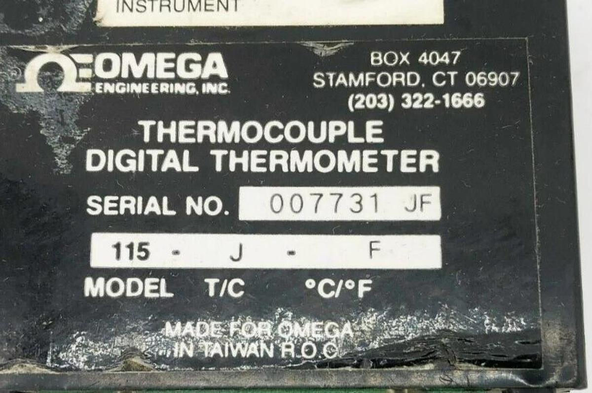 Used Omega 115-J-F Thermocouple Digital Thermometer 115JF