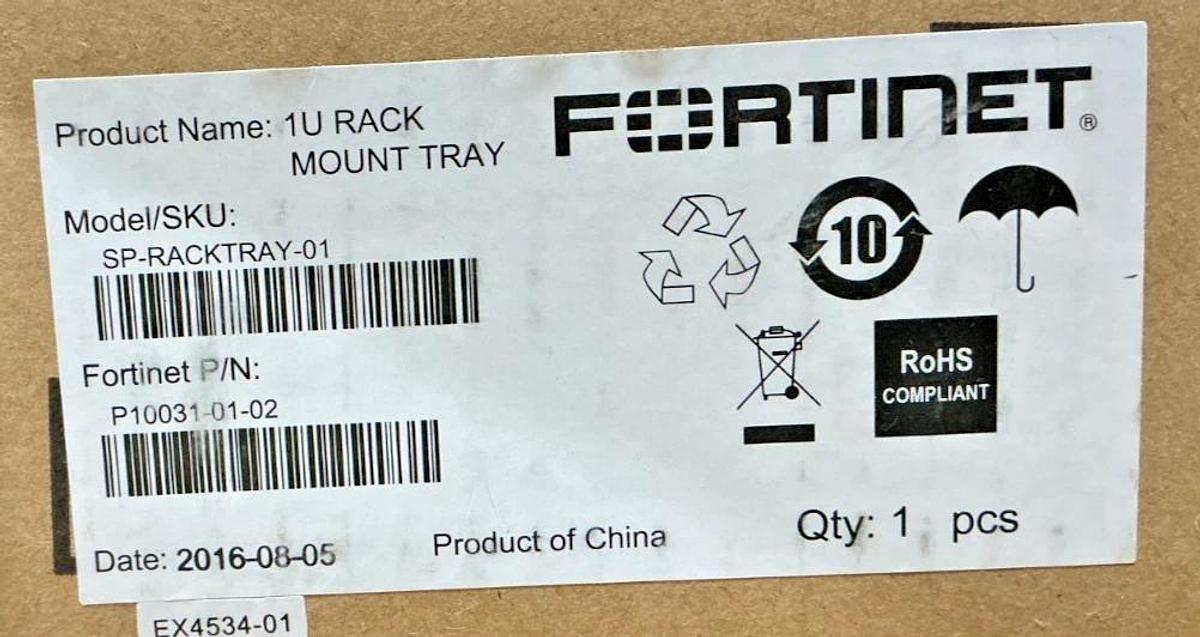 New Fortinet SP-RACKTRAY-01 1U Rack Mount Tray 19" 4-Post Rack P10031-01-02
