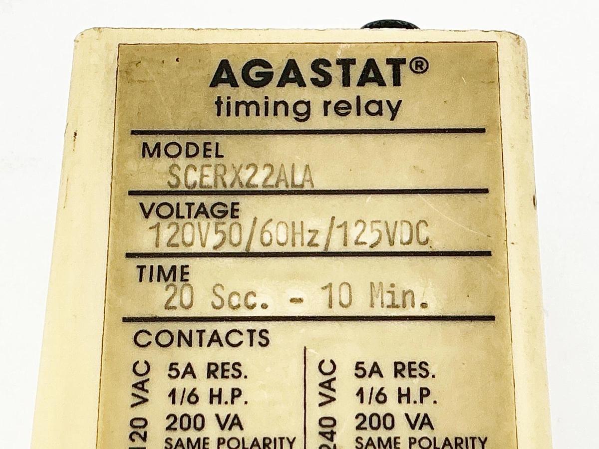 Used Agastat SCERX22ALA Timing Relay 120Vac 125VDC 50/60Hz 20 Sec-10Min Delay
