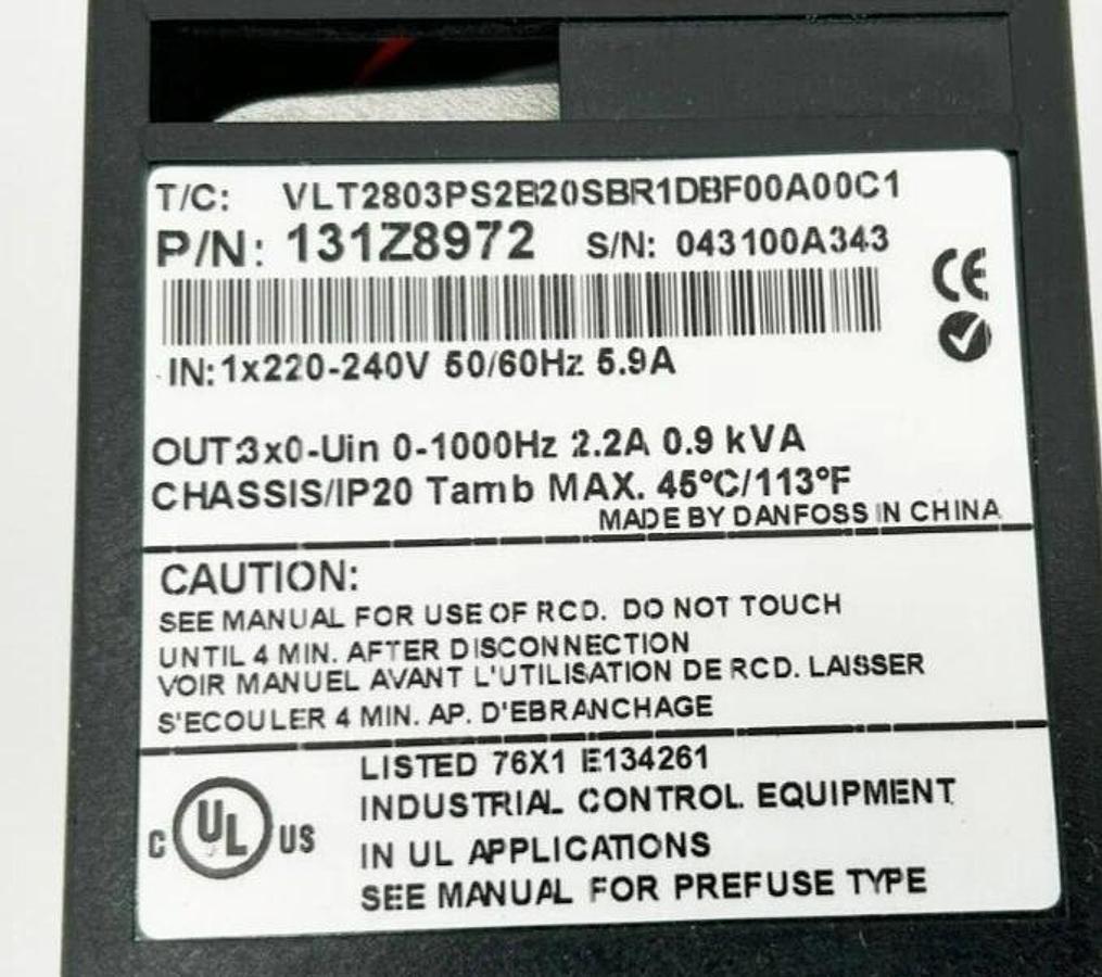 New Danfoss 131Z8972 Drive VLT2800 Series 0.37KW 0.5 HP 1x220-240V 50/60Hz