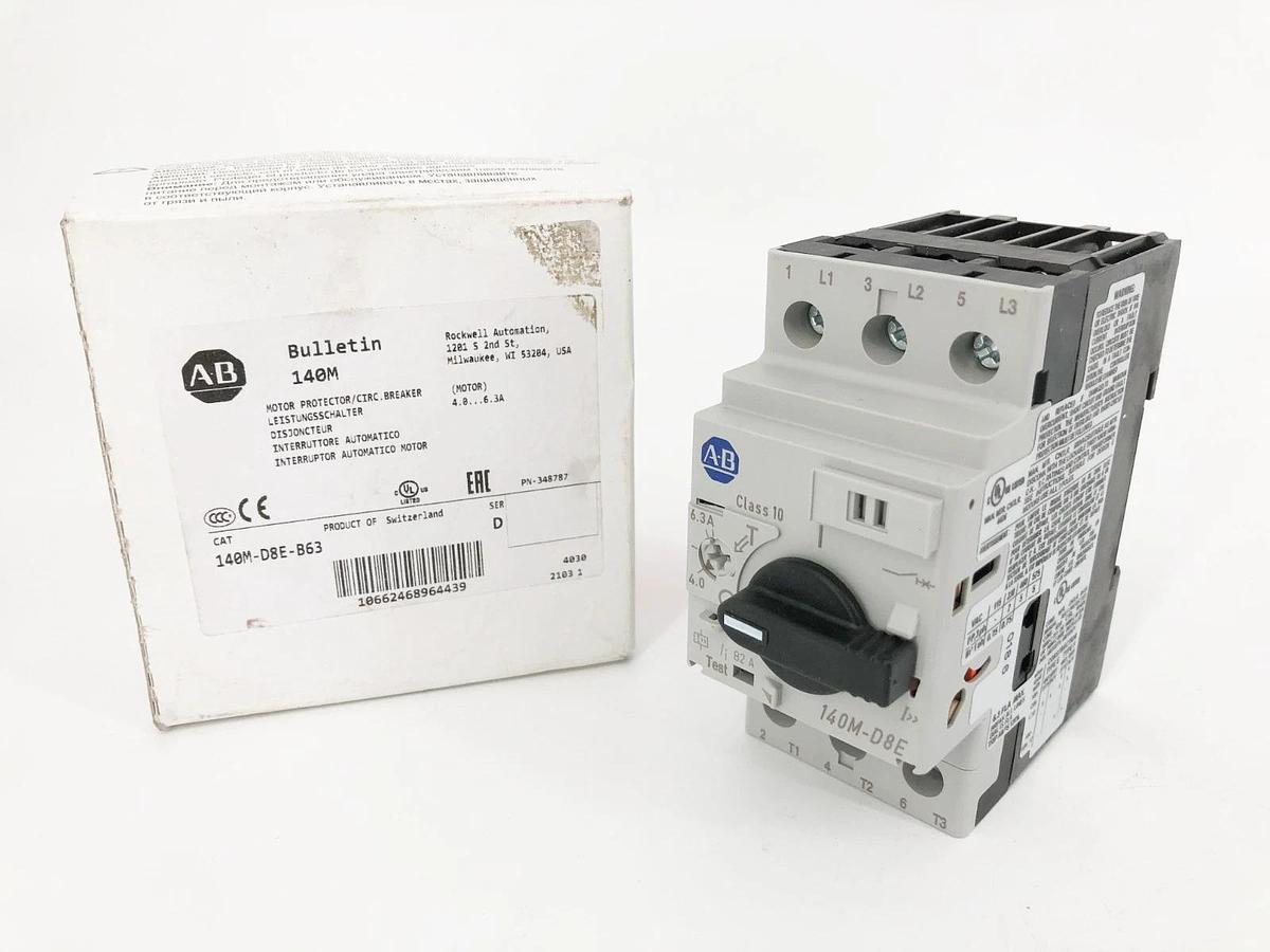 New Allen Bradley 140M-D8E-B63 Ser. D Motor Protector Breaker 4-6.3A