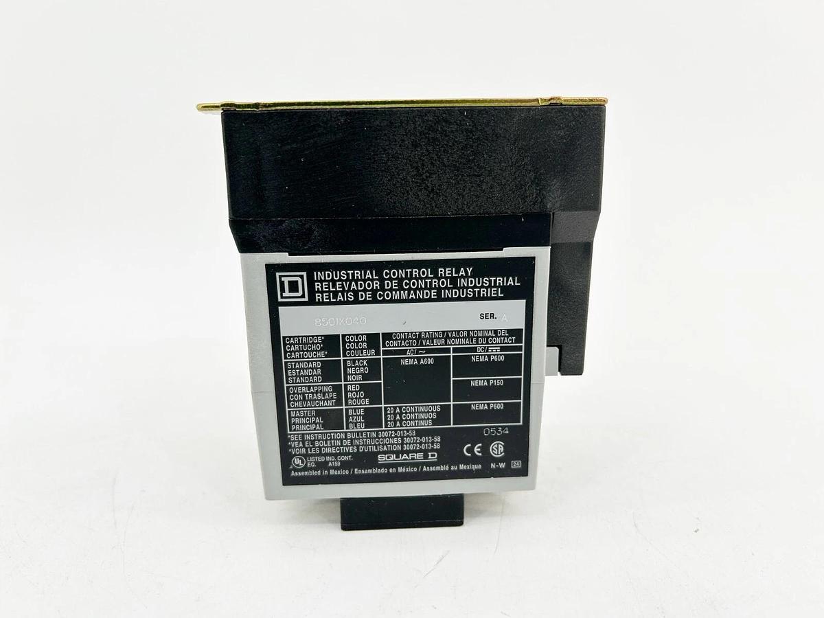 New Square D 8501-XO40V06 AC Control Relay 10A 600V 440/480Vac 50.60Hz Type X