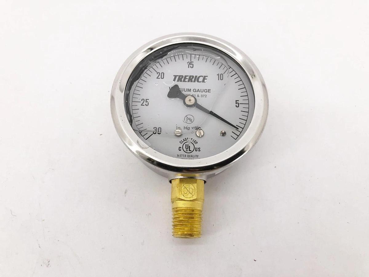 New Trerice D82LFB2502LA30/0 Gauge D82LFB 2-1/2" 30"-0VAC 1/4" NPT LM