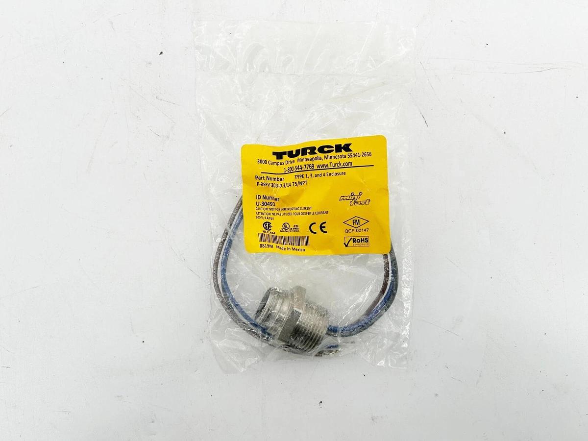 New Turck P-RSFV 30D-0.3/14.75/NPT Cordset 7.8" Minifast U-30493