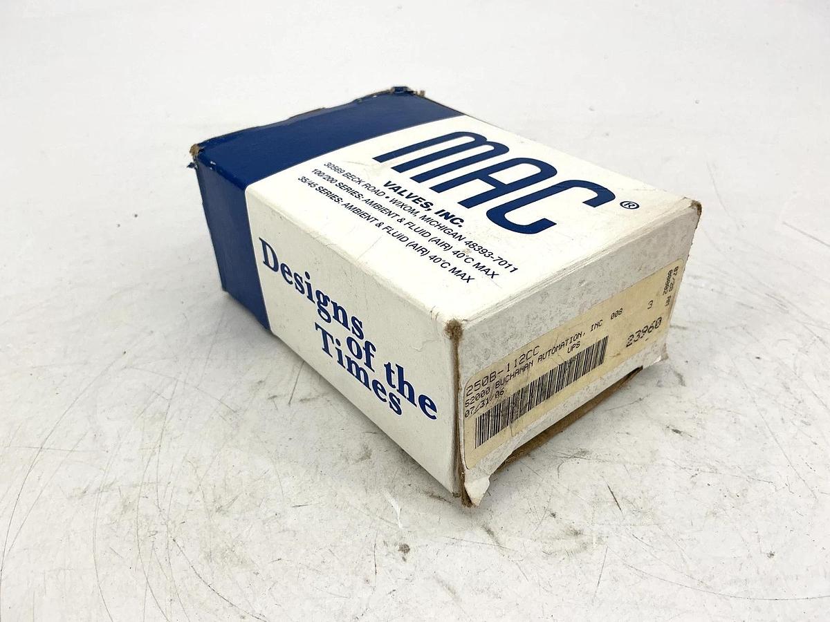 New MAC Valves 250B-112CCAA Solenoid Valve 15W 24VDC 150PSI 110/120V 250B-112CC