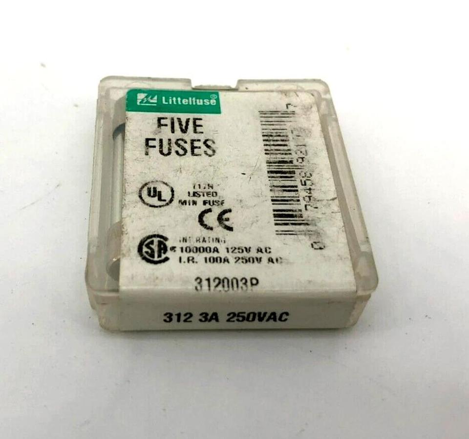 Lot of 10 New Littelfuse 312003P Fuses, 3A, 250VAC