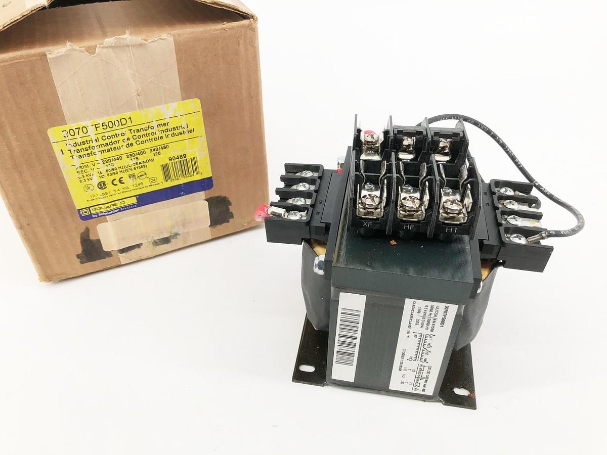 New Square D 9070TF500D1 Control Transformer 0.5 kVA Prim. 240/480V Sec. 120V