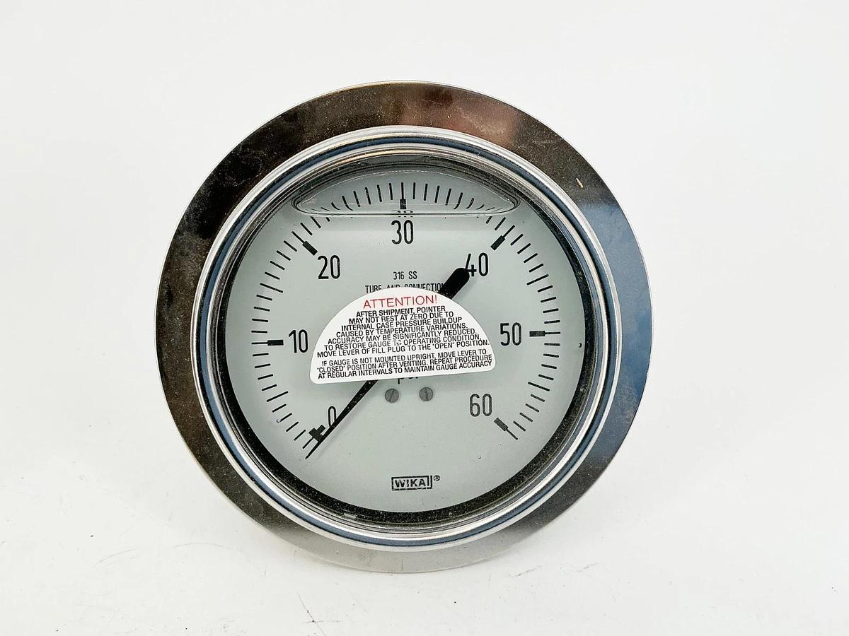 New Wika Type 233.54 4" 9745874-0001 Pressure Gauge 0-60PSI 1/2" NPT 316 SS