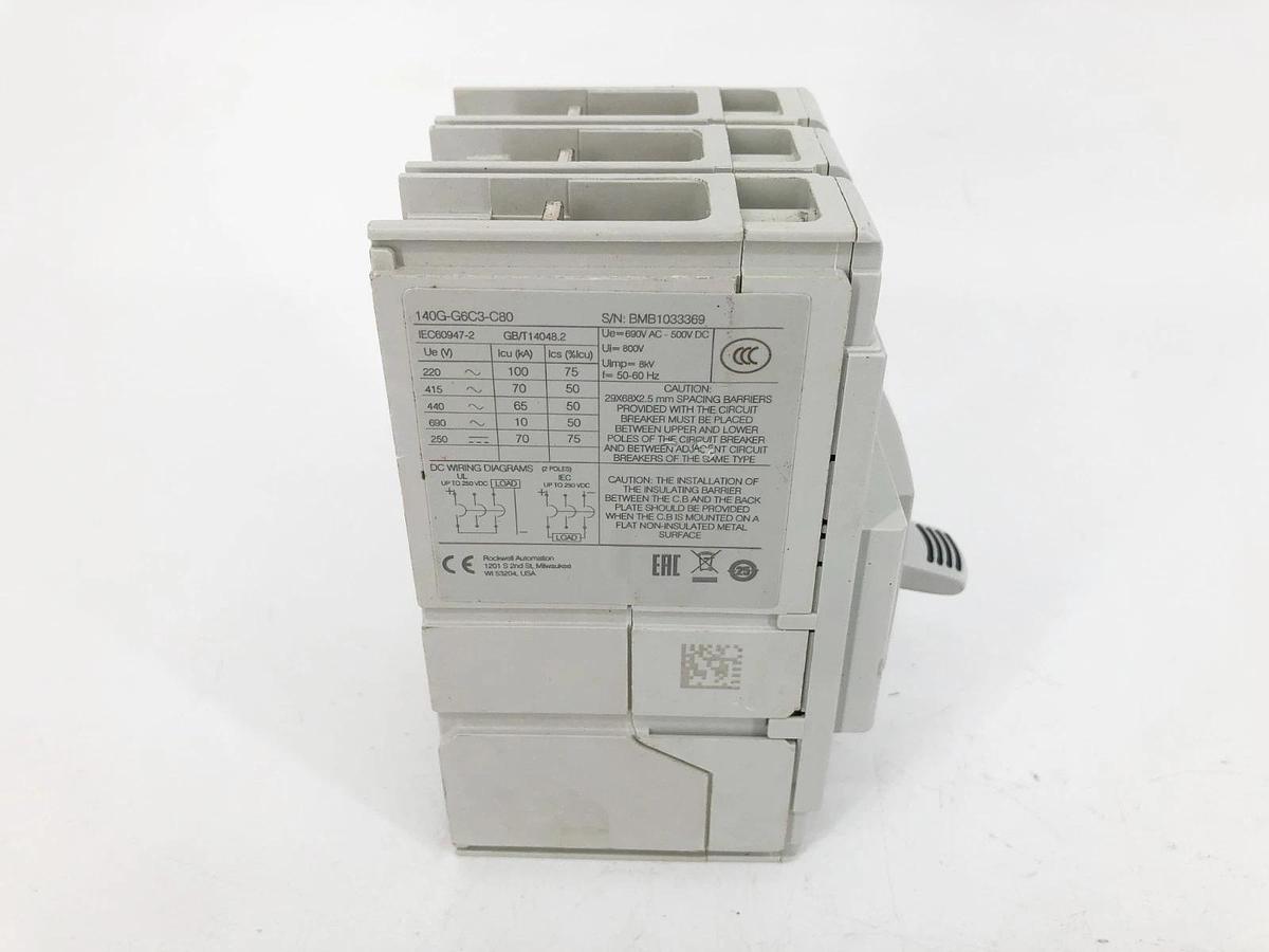 New Allen Bradley 140G-G6C3-C80 Ser. A Circuit Breaker 80A 3P 480V