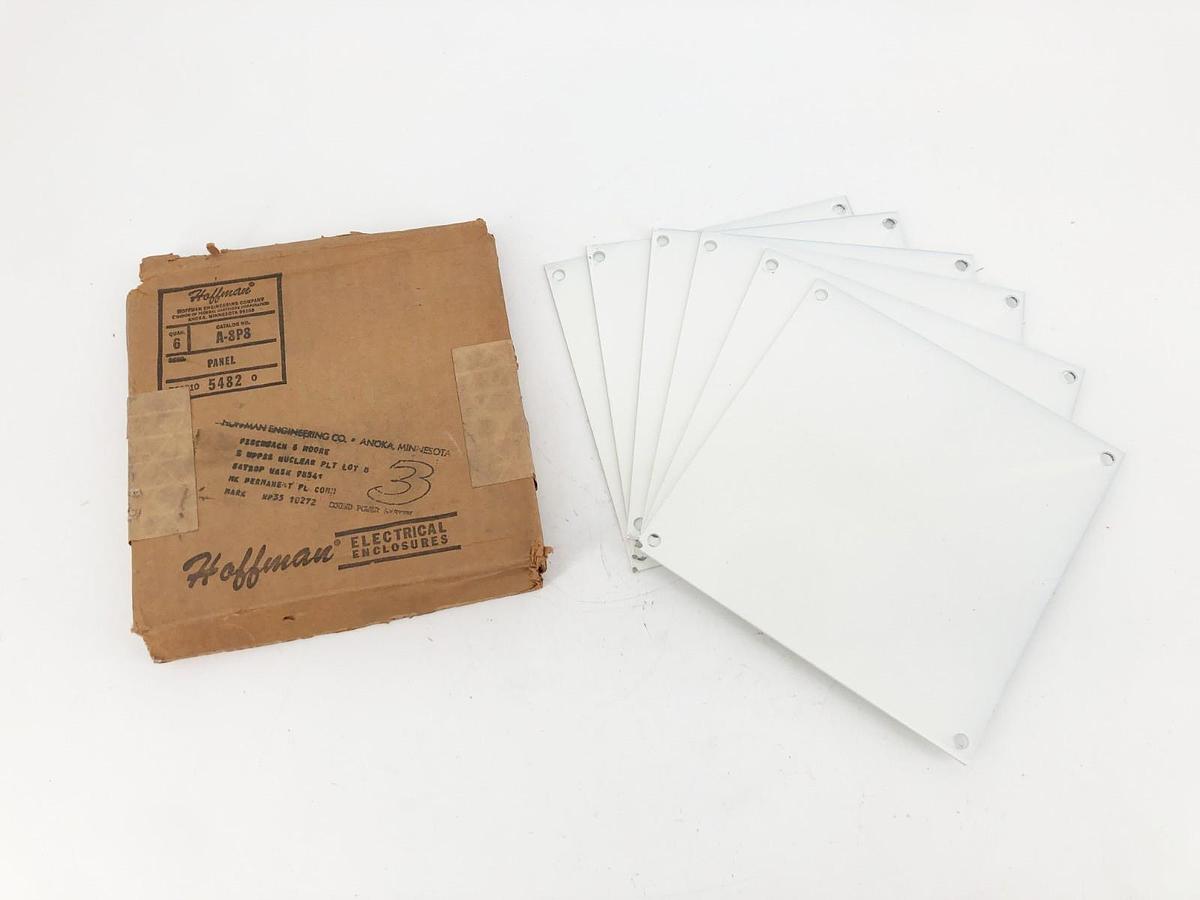 Box of 6 New Hoffman A8P8 White Interior Panels 6-3/4" X 6-7/8" X 1/16" 54820