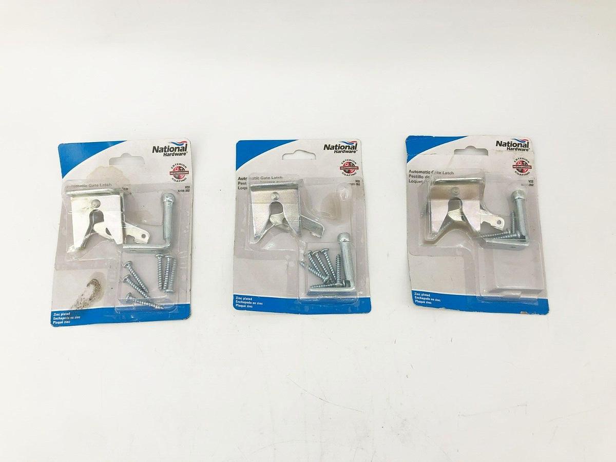 Lot of 3 New National Hardware N101-352 Out Swinging Gate Latches V22