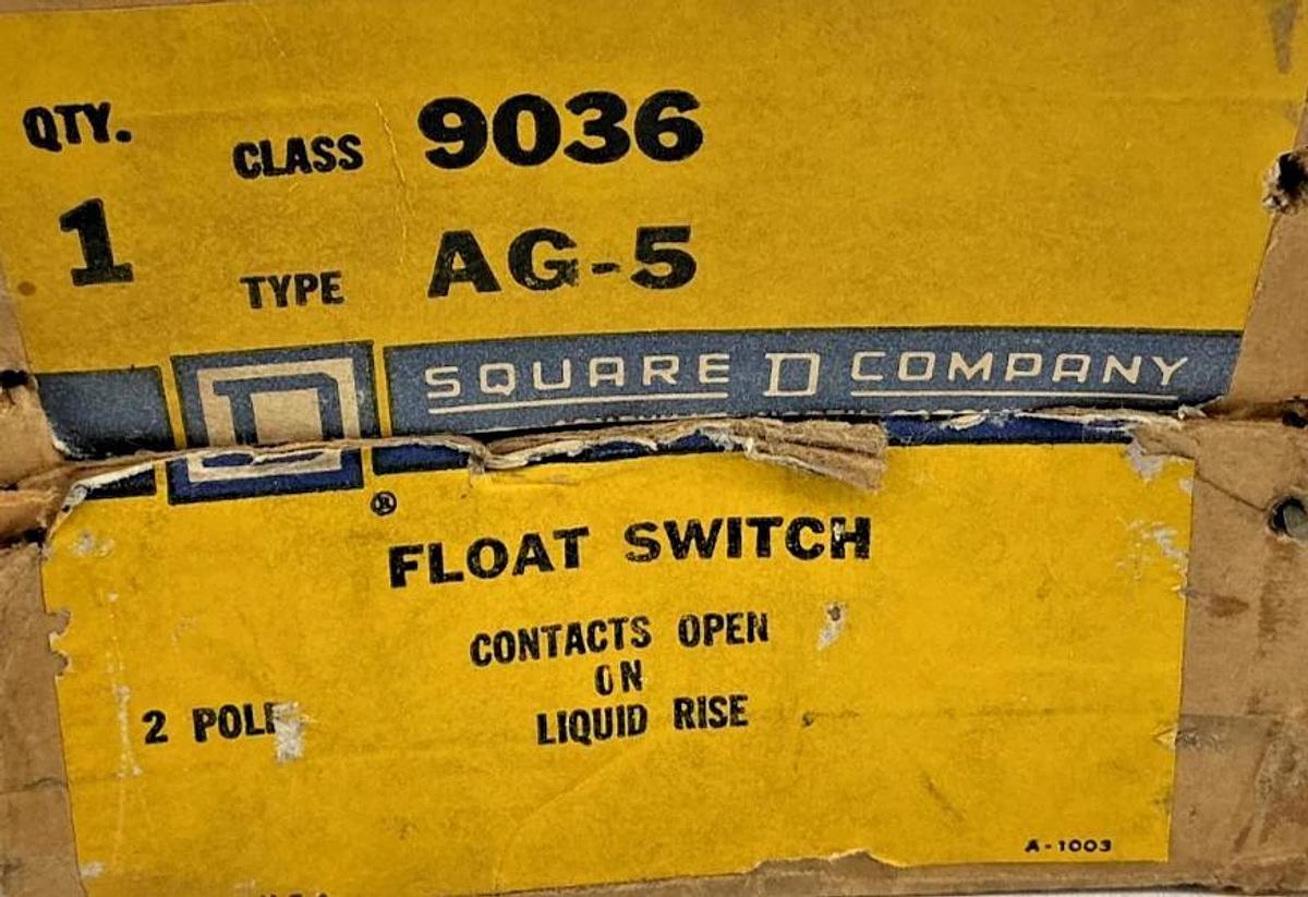 Square D 9036AG-5 Float Switch 2P Contacts Open on Liquid Rise