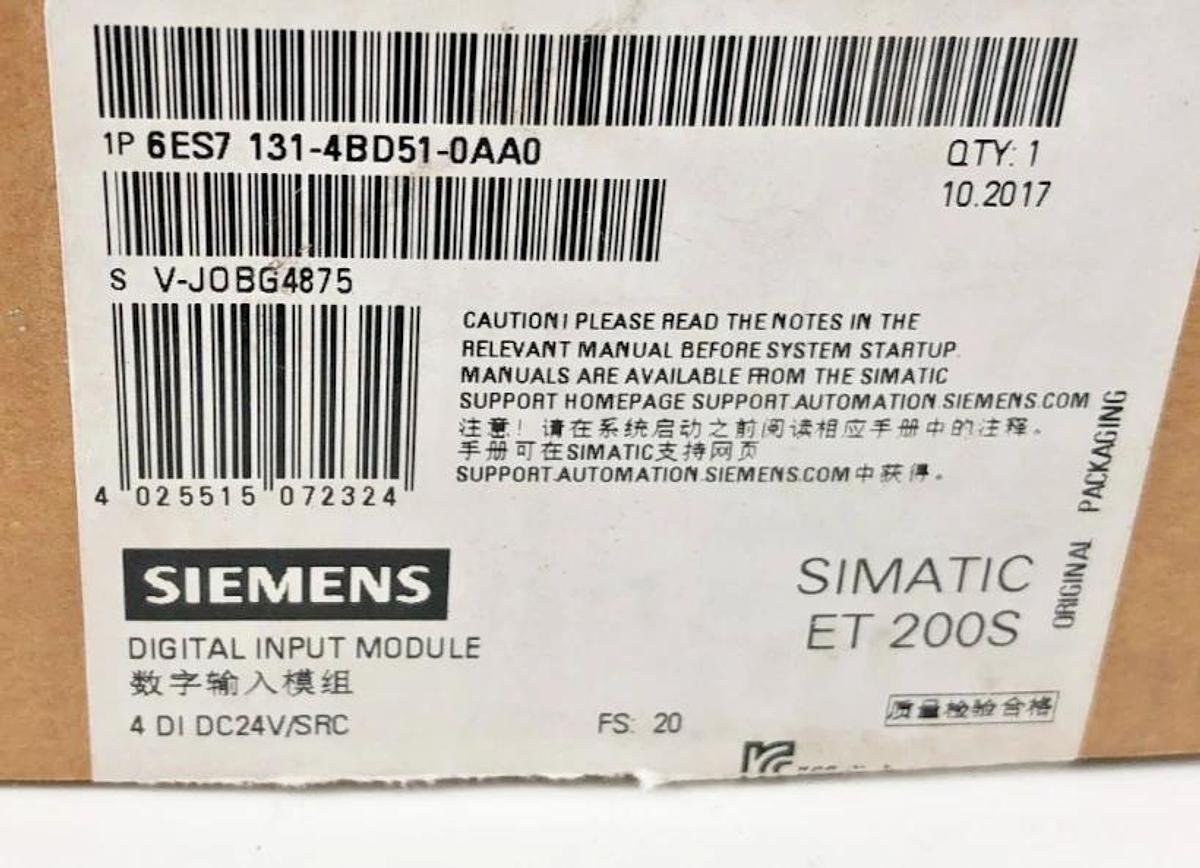 Box of 5 New Siemens 6ES7 131-4BD51-0AA0 Digital Input Modules Simatic ET 200S