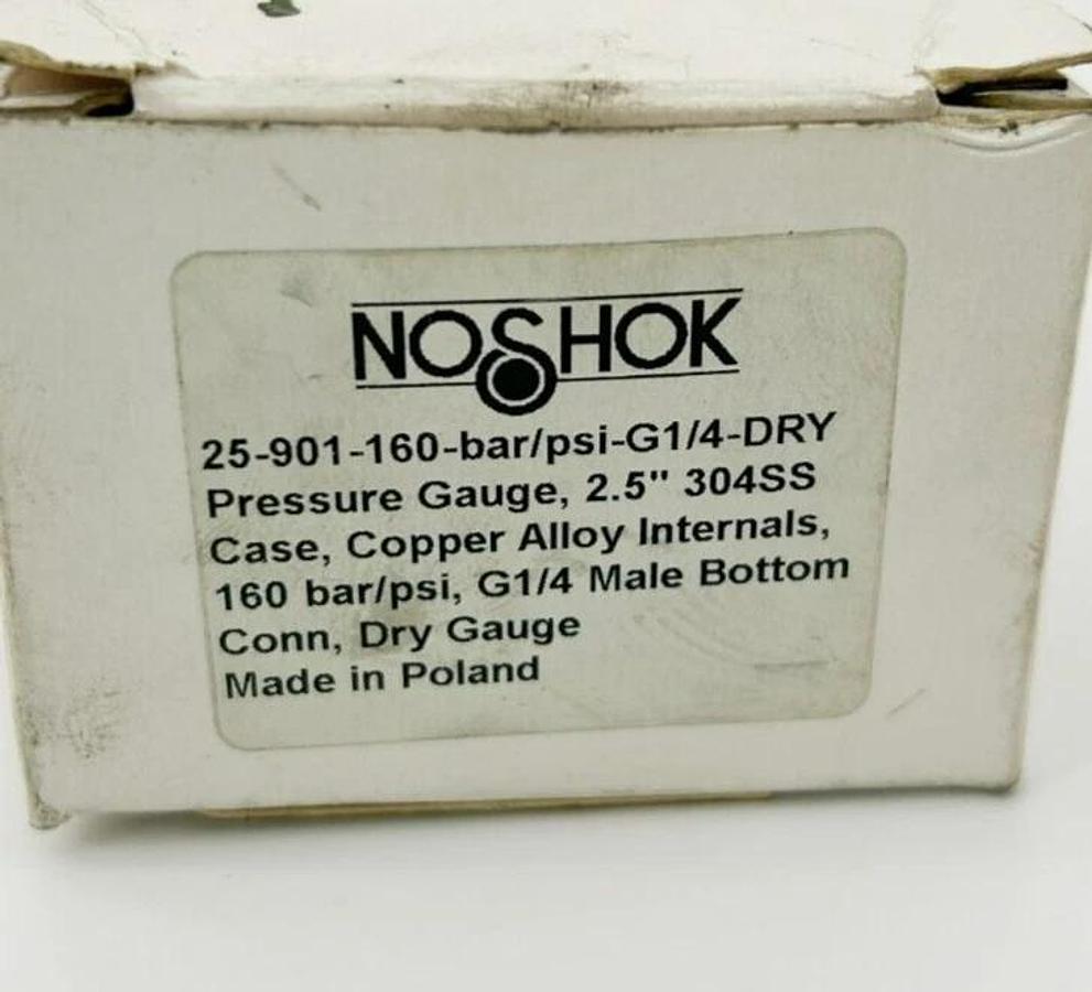 New NoShok 25-901-160-BAR/PSI-G1/4-DRY Pressure Gauge, 2000psi, 304SS