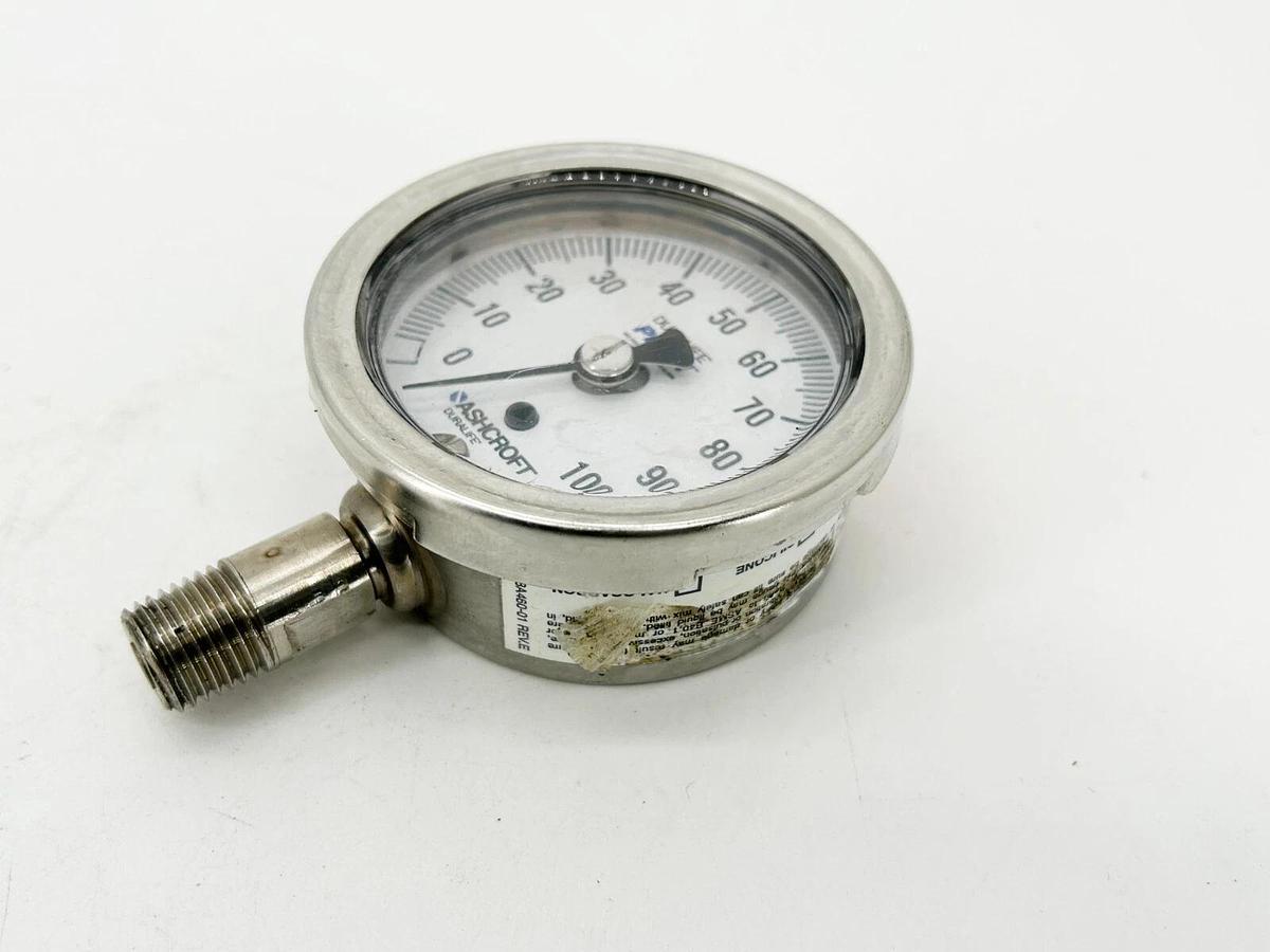 New Ashcroft 8906 Duralife Gauge 0-100PSI Welded AISI 316 Tube and Socket