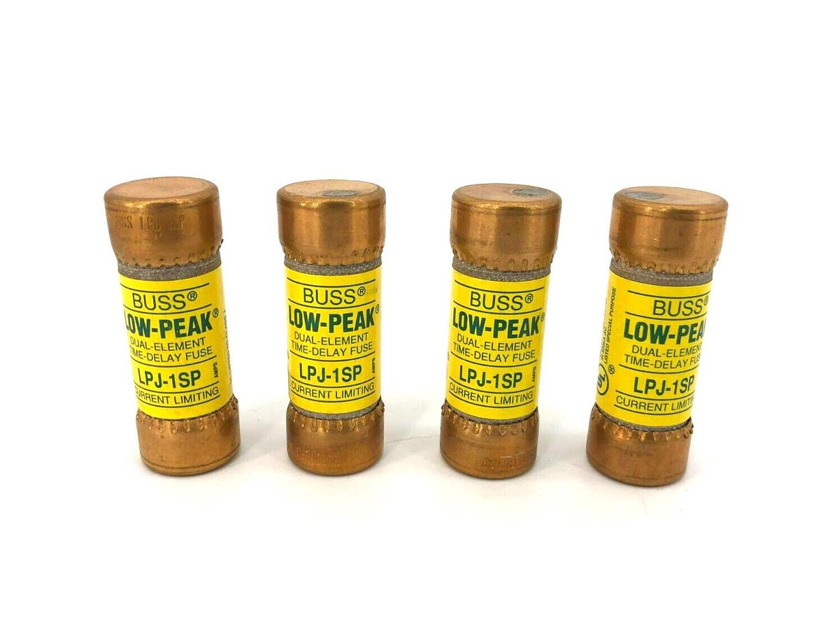 Lot of 4 New Bussmann LPJ-1SP Time Delay Fuses, 600VAC, 1A, Class J