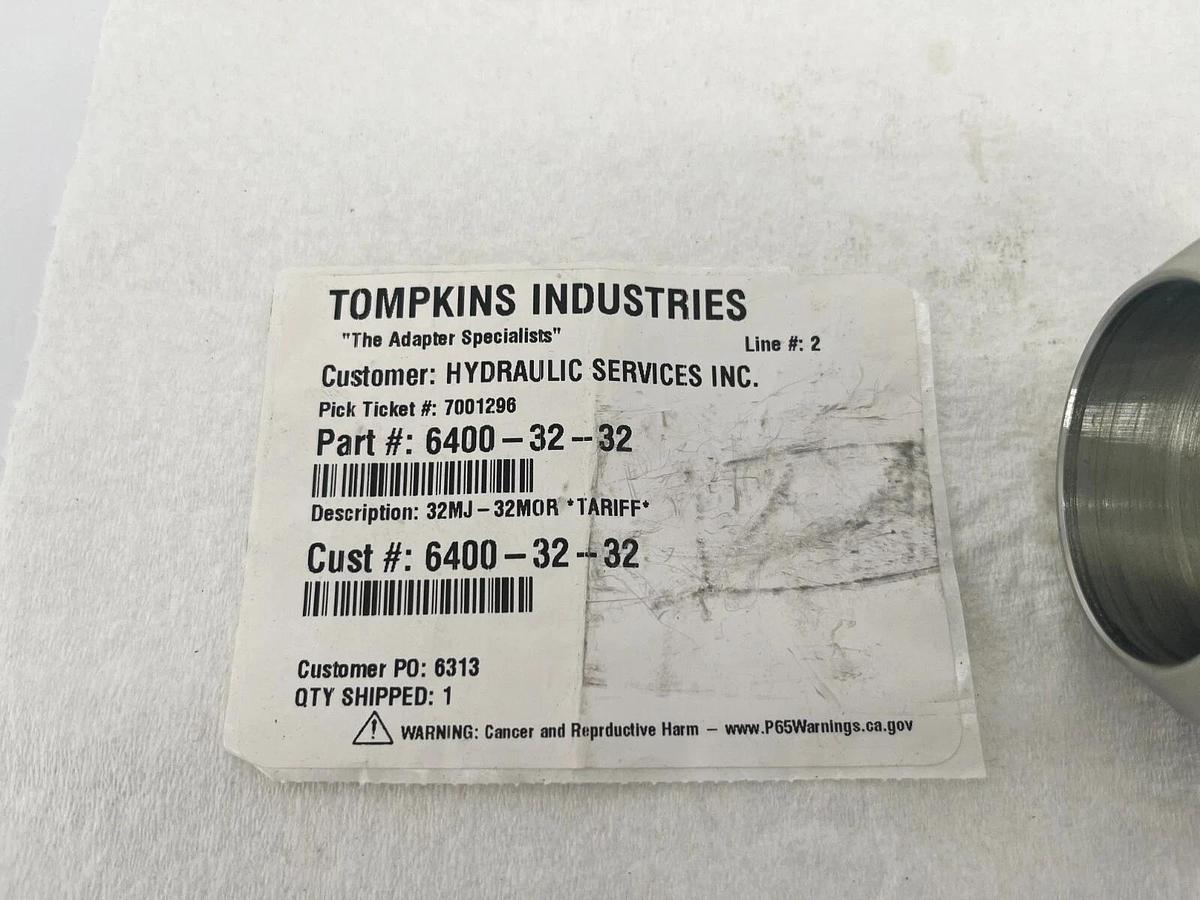 New Tompkins Industries 6400-32-32 Hydraulic Hose Fitting Adapter