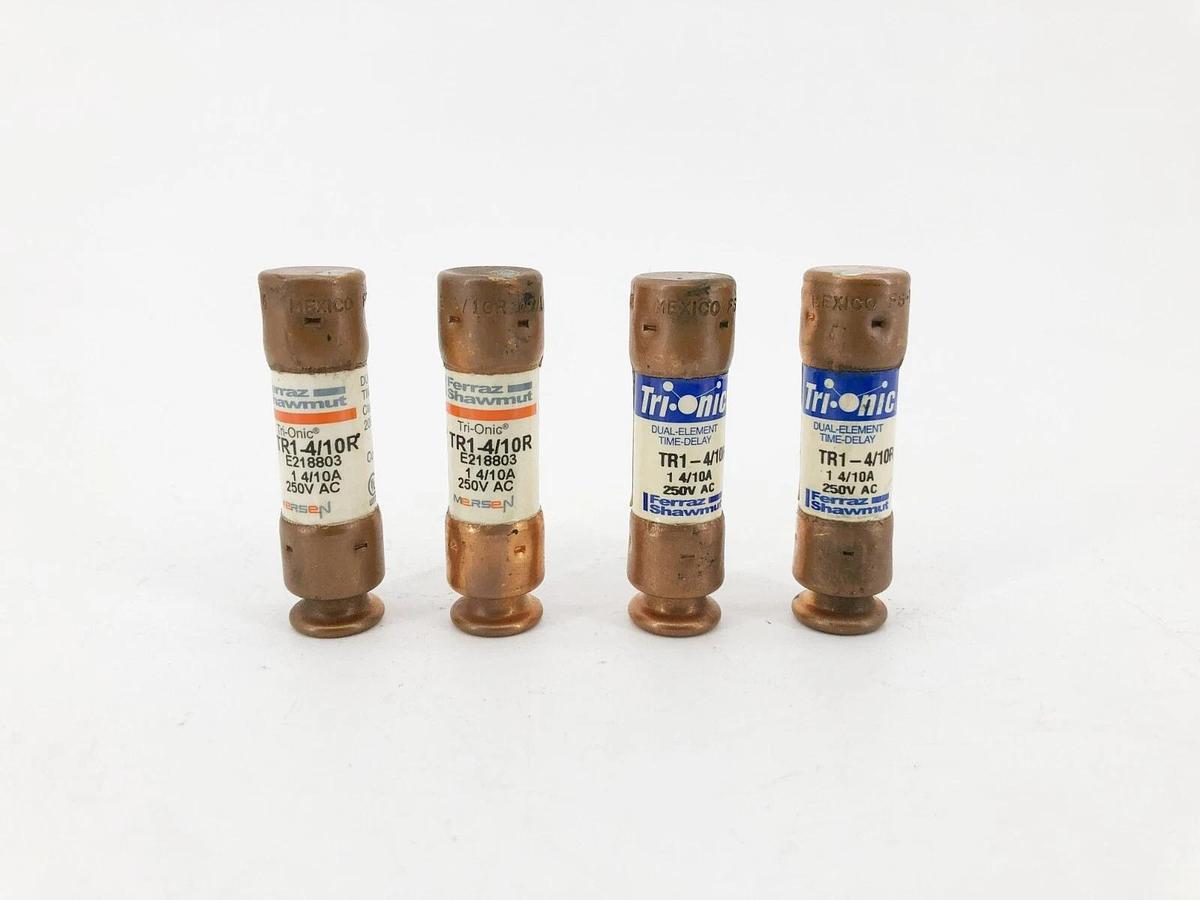 Lot of 4 New Ferraz Shawmut TR1-4/10R Time Delay Fuses 1.4 A 250VAC