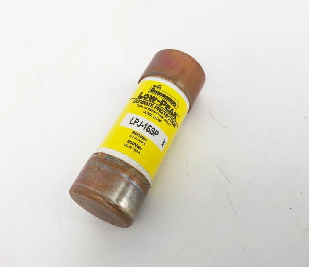 Lot of 2 New Bussman LPJ-15SP Time Delay Fuses 15A 600V Class J - No Box
