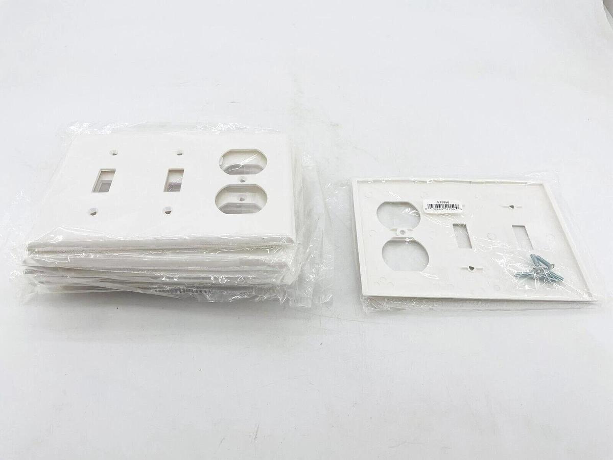 Used Lot of 10 Cooper 5158W Wall Plate Combination Toggle Duplex White New Surplus