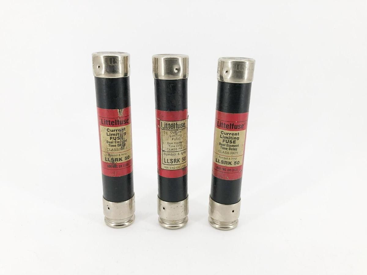 Lot of 3 New Littelfuse LLSRK50 Time Delay Fuses 600V 50A