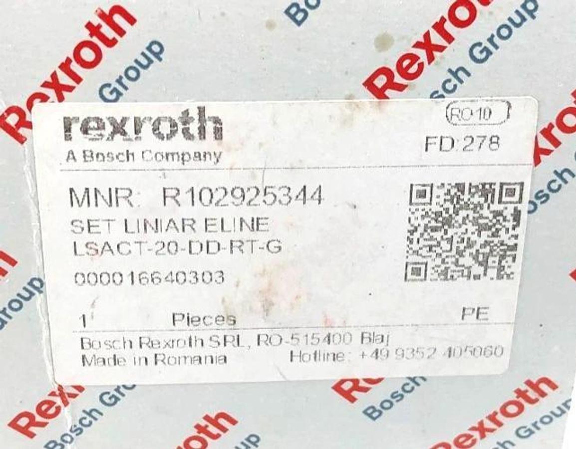 New Rexroth R102925344 eLine Linear Set LSACT-20-DD-RT-G 20mm ID