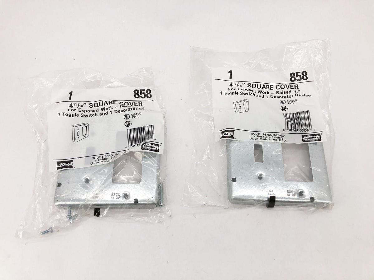 Lot of 2 New Hubbell 858 Square Covers Toggle Switch/ GFCI 4-11/16"
