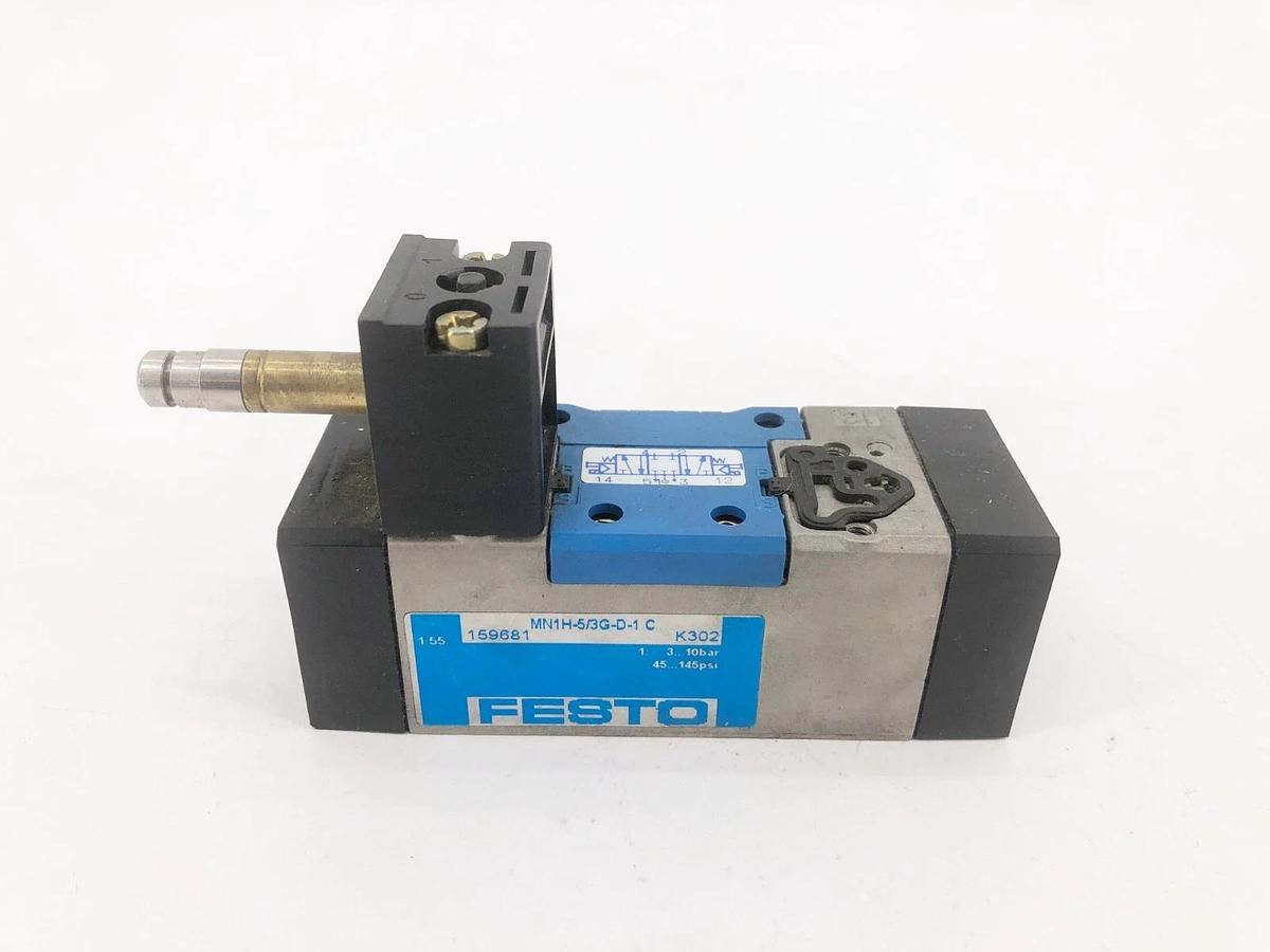 New Festo MN1H-5/3G-D-1-C Solenoid Valve 45-145psi 159681 - No Box Missing Parts