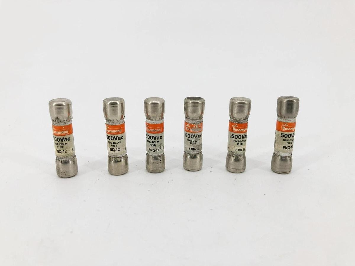 Lot of 6 New Bussmann FNQ-12 Time Delay Fuses 12A 500V