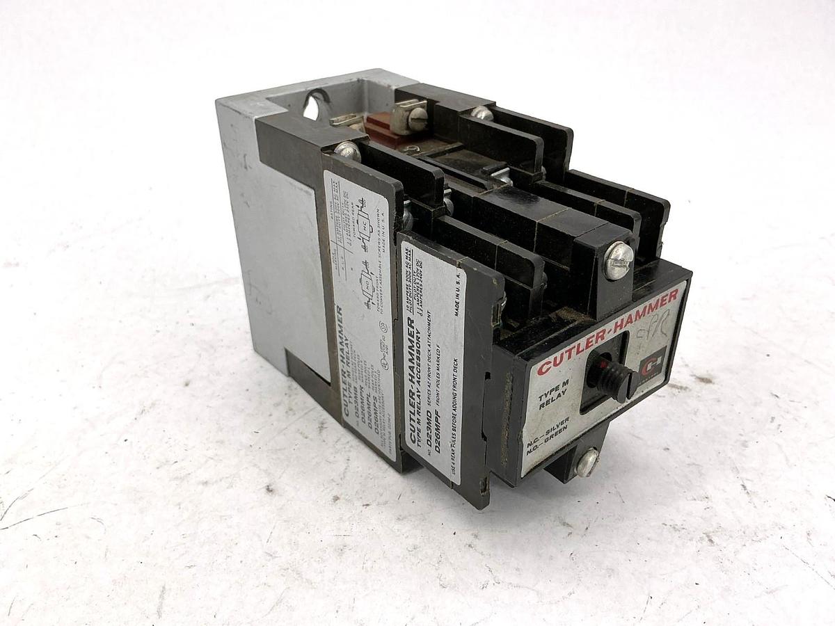 Used Cutler-Hammer D23MB Ser A2 Type M Relay w/ D23MD Accessory 10A 300V