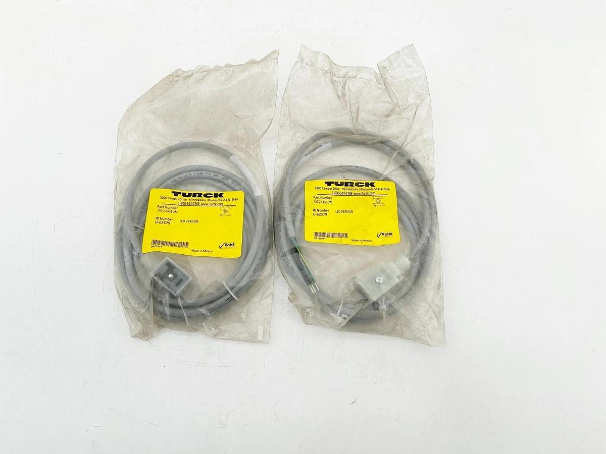 New Lot of 2 Turck VIG 2-C653-2M Single Ended Cordset Right Angle 4A 250V U-6257