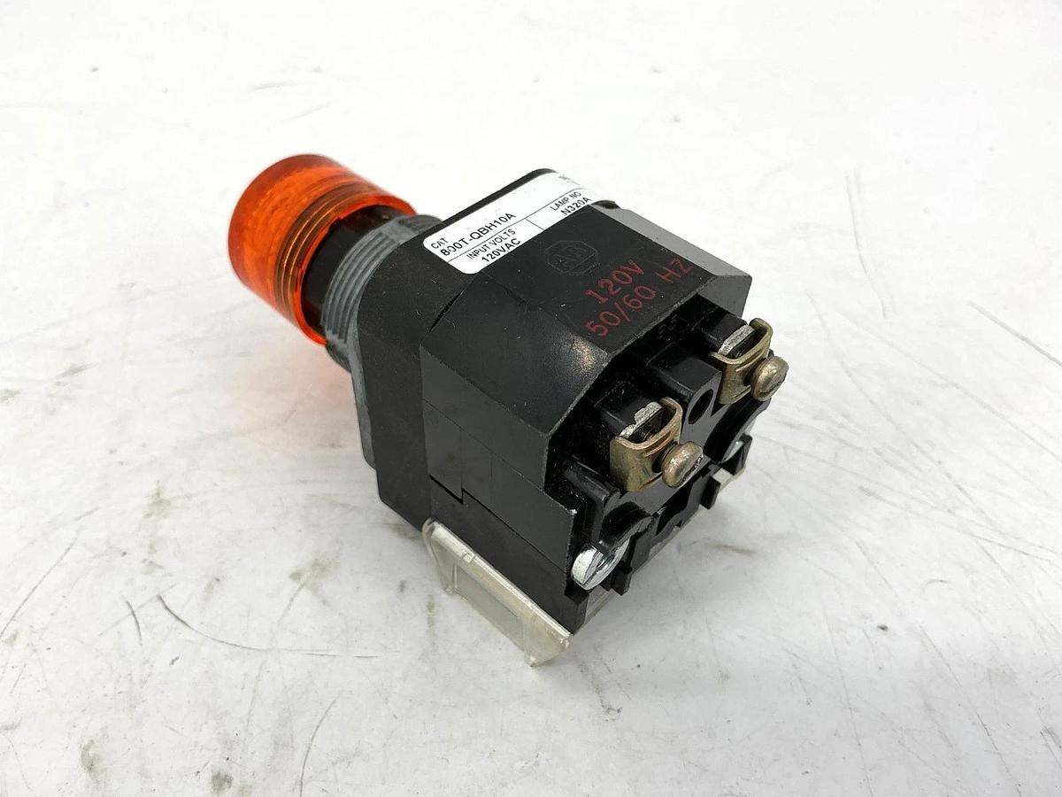 Used Allen Bradley 800T-QBH10A Ser T Illuminated Pushbutton Amber Lens 120VAC