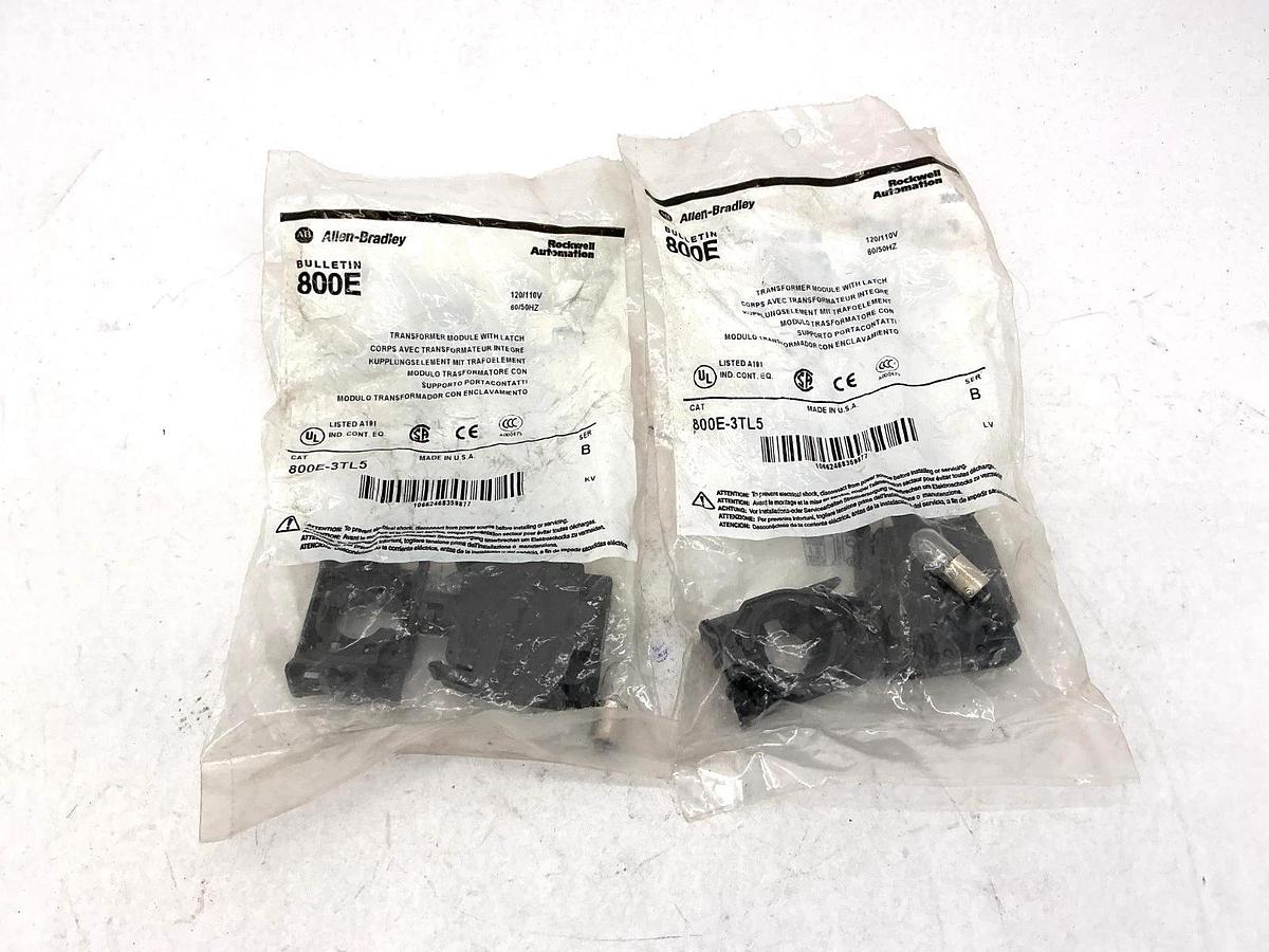 Lot of 2 New Allen Bradley 800E-3TL5 Ser B Transformer Module w/ Latch 110/120V