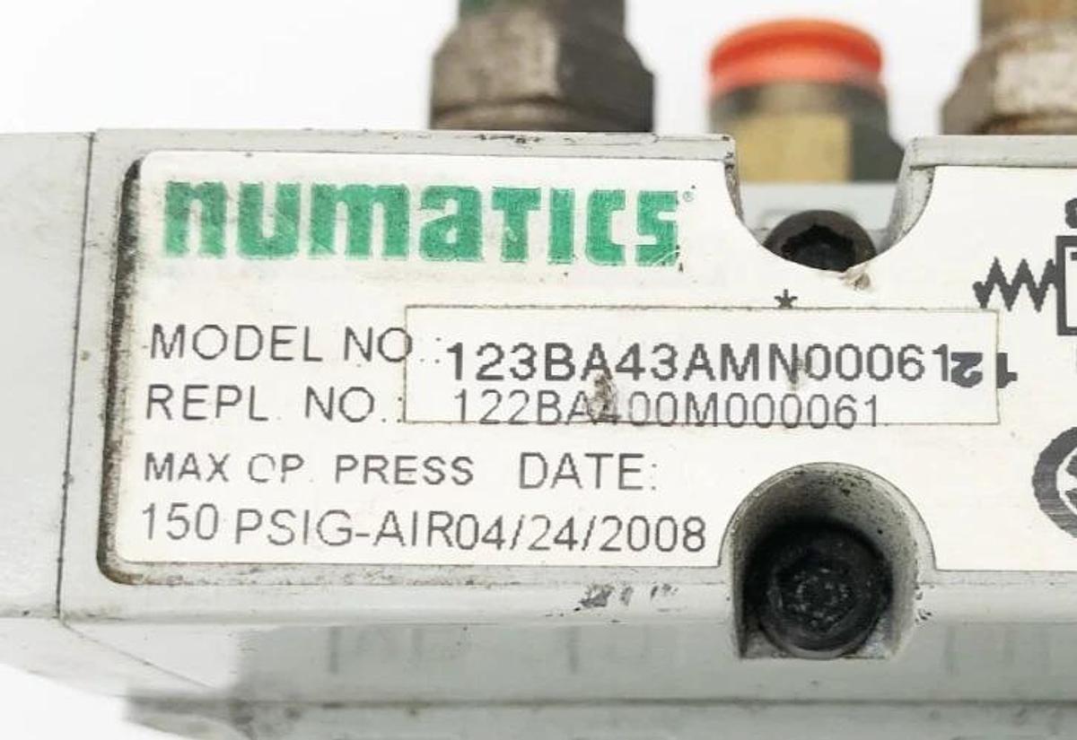 Used Numatics 123BA43AMN00061 Solenoid Valve 122BA400M000061 150psig