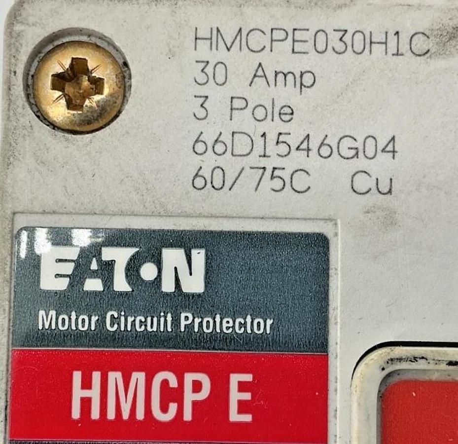 Used Eaton HMCPE030H1C Motor Circuit Protector HMCP-E 3-Pole 30A 480V