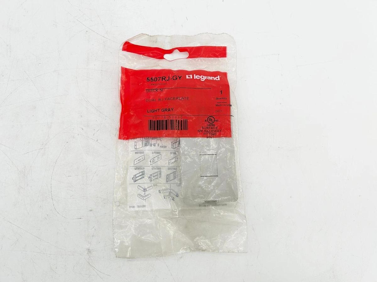 New Lot of 5 Legrand 5507RJ-GY Dual RJ Face Plate Light Gray